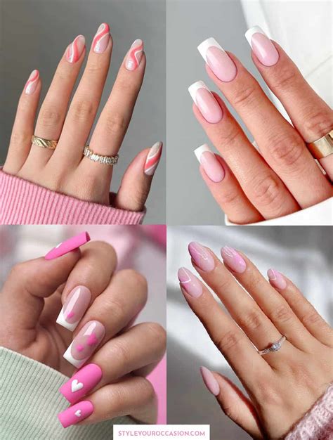 pink and white acrylic nails|soft pink and white nails.